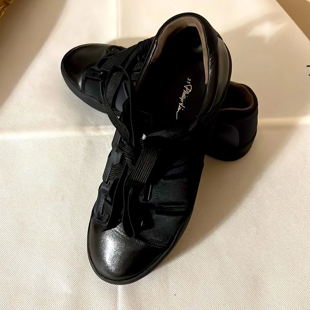 3.1 PHILLIP LIM. Black Sneakers. Leather and Satin. Size US-8, EU-39, NWOT